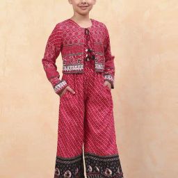 Biba Girls Red Printed Jumpsuit-image-4