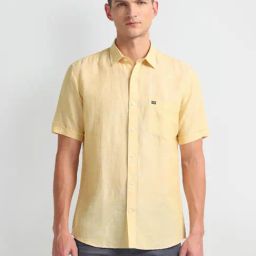 Arrow Sports Yellow Linen Regular Fit Shirt-image-81