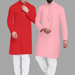 VS MALL Pink Cotton Blend Kurta Sets-image-37