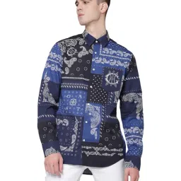 GANT Blue Regular Fit Printed Cotton Shirt-image-32