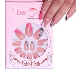 BEROMT Set Of 12 Salon Finish Press On Nail Tip With Application Kit - BFN317FN-5