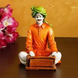 eCraftIndia Colorful Rajasthani Man Playing Harmonium Handcrafted Decorative Polyresin Showpiece-31