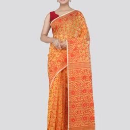 Pinkloom Yellow & Red Cotton Woven Saree-picture-22