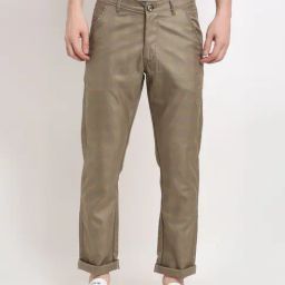 Jainish Brown Regular Fit Checks Chinos-image-93