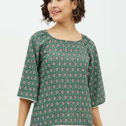 StyleStone Green Printed A-Line Top-image-24
