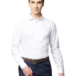Park Avenue White Slim Fit Striped Shirt-picture-14