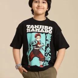 Kidsville Demon Slayer Printed Regular Fit Black T-Shirt For Boys-image-53