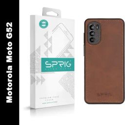 Sprig Matte Leather Back Cover for Motorola G52 (Brown)-picture-42