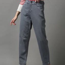 SHOWOFF Grey Cotton Solid Mid Rise Jeans-image-19