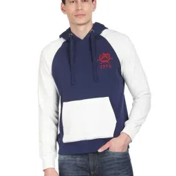 U.S. Polo Assn. Navy Regular Fit Colour Block Hooded Sweatshirt-picture-37