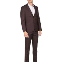 Ad By Arvind Maroon Regular Fit Self Pattern Two Piece Suit-image-1