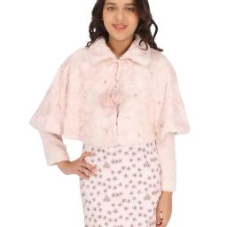Cutecumber Kids Peach & White Floral Print Full Sleeves Dress-image-19