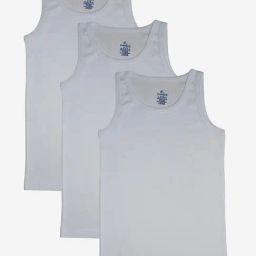Kiddopanti Kids White Solid Vest (Pack Of 3)-image-124
