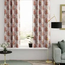 Bianca VILLA C`ESTA Red & Grey Faux Silk 5 Ft. Window Curtain - Set of 2-18