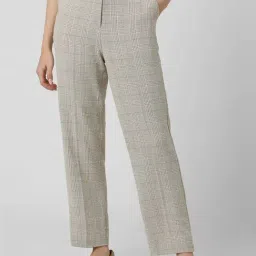 Van Heusen Grey Regular Fit Checks Trousers-image-75