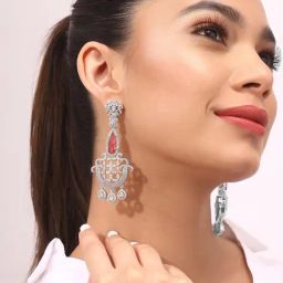 Priyaasi Red Contemporary Drop Earring-29