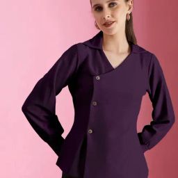 SELVIA Dark Purple Regular Fit Blazer-image-58