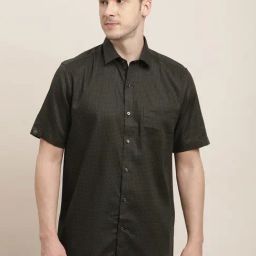 Turtle Dark Green Cotton Slim Fit Printed Shirt-picture-44