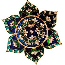 Kala Samarpan Green & Blue Meenakari Foldable Rangoli With Centerpiece-image-32