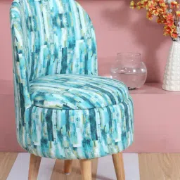 Shadowkart Silk Turquoise Wood Printed Chair-image-20