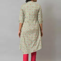 W Green Geometric Print A Line Kurta image 2