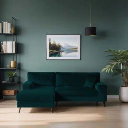 Trevi Ohana Velvet LHS Compact 5 Seater Sectional Sofa (Emerald Green)-picture-31