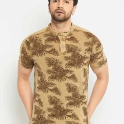 Club York Brown Regular Fit Printed Henley T-Shirt-image-10
