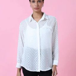 SHOWOFF White Self Design Shirt-28