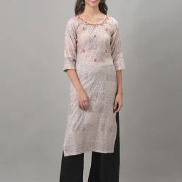 Dollar Missy Beige Embroidered Straight Kurta-picture-45