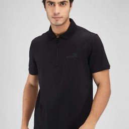 Spykar Black Slim Fit Polo T-Shirt-picture-4