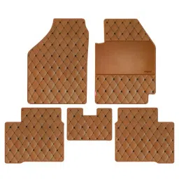 Elegant Luxury Leatherette Tan Carpet Car Mat Compatible With Maruti New Brezza 2022 Onwards-image-10