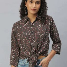 SHOWOFF Brown Printed Shirt-image-13