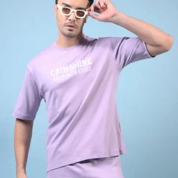 Crimsoune Club Purple Cotton Loose Fit Printed T-Shirt-picture-37