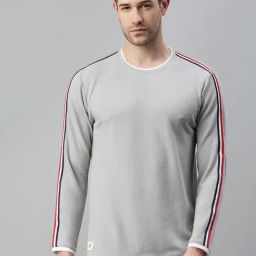 SHOWOFF Grey Cotton Slim Fit Solid Sweatshirt-image-52