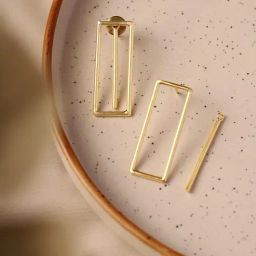 Priyaasi Gold Rectangle Shaped Drop Earring-24