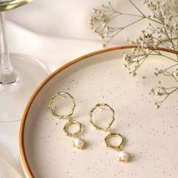 Priyaasi White Beaded Contemporary Drop Earring-40