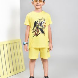 YOUMAA Boys Printed Round Neck Pure Cotton T-Shirt With Shorts-image-50