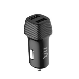 Flix Beetel Car Charger 2.4 A Dual USB 12 V Black, XCC-24D-image-36