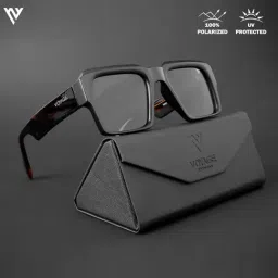 Voyage Black Wayfarer Polarised and UV Protected Lens Unisex Sunglasses-image-85
