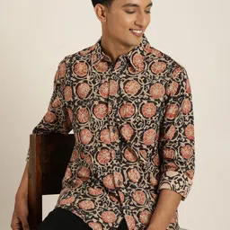 Taavi Kalamkari Floral Printed Pure Cotton Casual Shirt-image-26