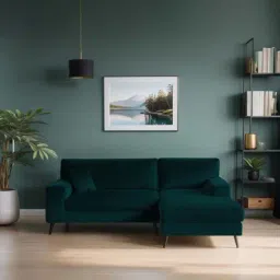 Trevi Ohana Velvet RHS Compact 5 Seater Sectional Sofa (Emerald Green)-image-75