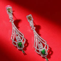 Priyaasi Green American Diamond Drop Earring-36