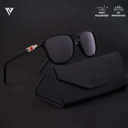 Voyage Black Wayfarer Polarised and UV Protected Lens Unisex Sunglasses-image-82