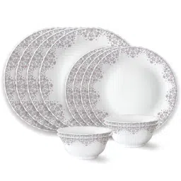 Larah by Borosil Lark Fluted White Opalware 12 Pieces Dinner Set-picture-0