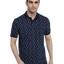 Park Avenue Dark Blue Printed Regular Fit T-Shirt-picture-25
