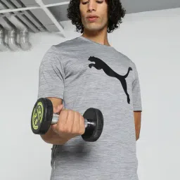 Puma Grey Regular Fit Logo Print Training T-Shirt-image-37