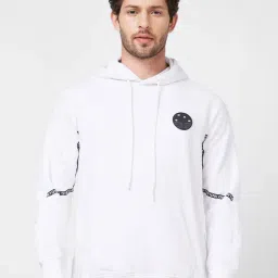 Spykar White Regular Fit Hooded Sweatshirt-image-55