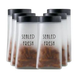 Femora Transparent Glass Square Kitchen Storage Jar With Airtight Steel Lid 1300ml - Set of 6-38