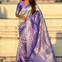 all about you Woven Design Zari Silk Blend Banarasi Saree-picture-7