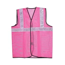 Aktion Safety High Visibility 360° Jacket Reflective 60 GSM Mesh Fabric Pink Free Size, AK-605 (Pack of 50)-9